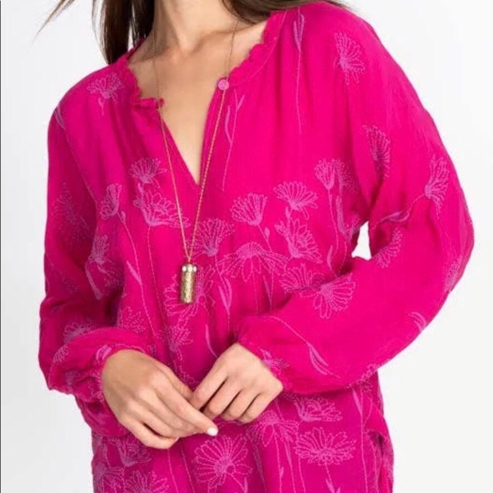 Johnny Was Daisy Arianda Blouse Pink Size Large #219